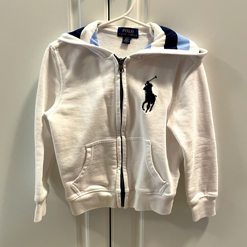Polo Ralph Lauren white zip up hoodie 4T